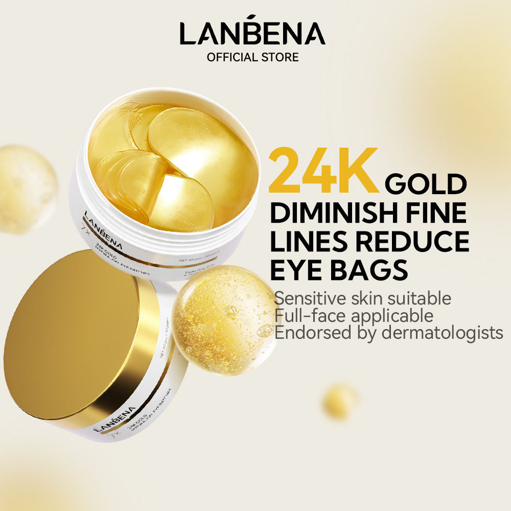 LANBENA 24K Gold Hydra-Gel Eye Patches with Green Tea – Collagen & Retinol Anti-Wrinkle Eye Masks