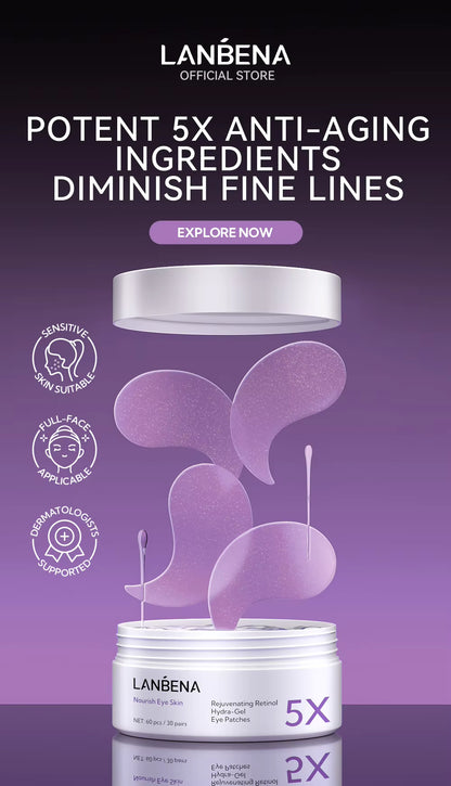 LANBENA Rejuvenating Retinol Hydra-Gel Eye Patches – Anti-Wrinkle & Dark Circle Care