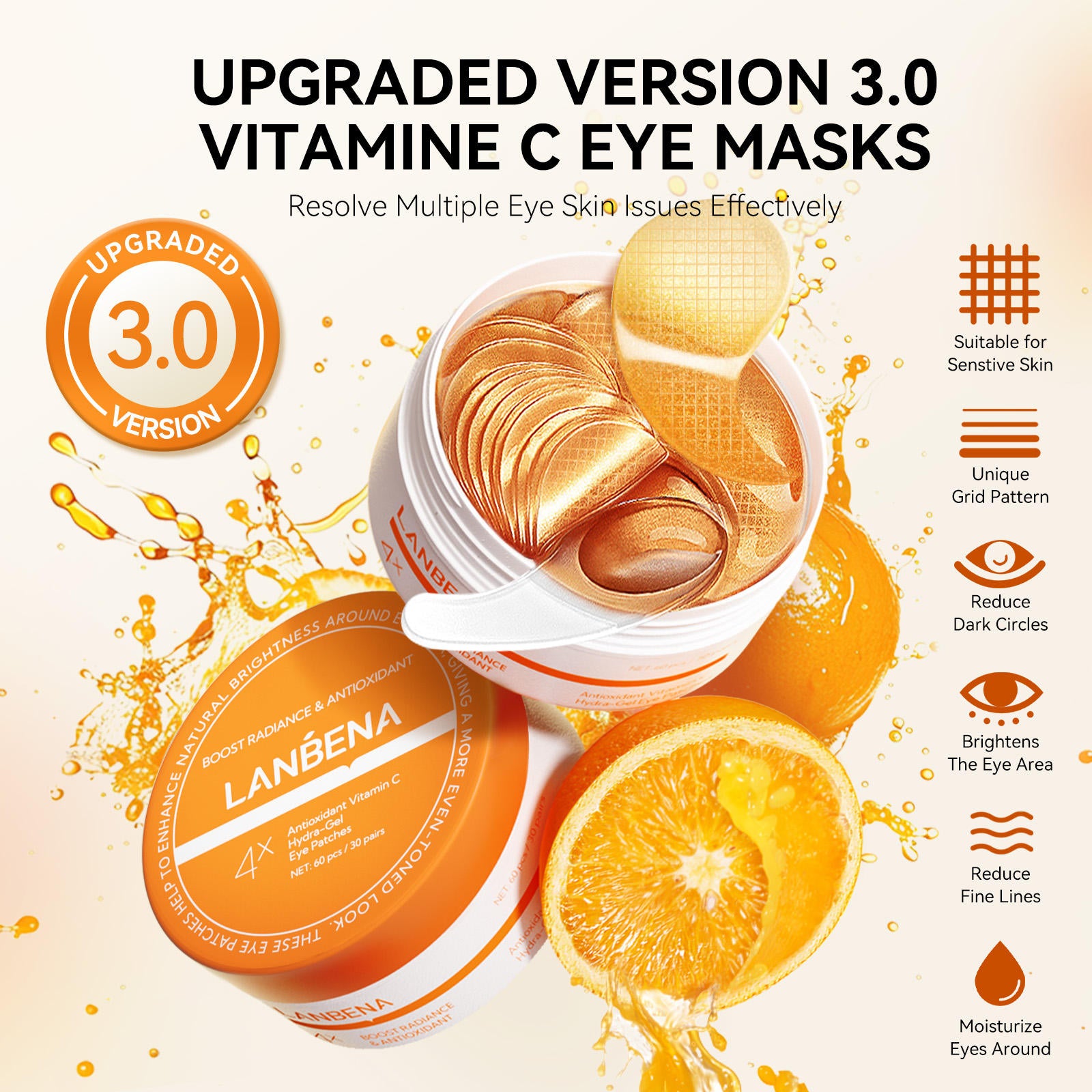 LANBENA Eye Patches - Vitamin C Hydra-Gel – Puffy Eye & Dark Circle Care