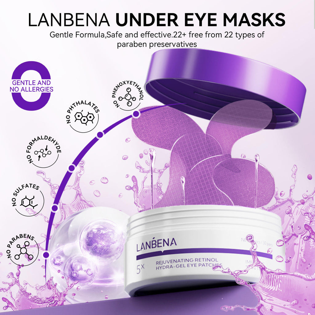 LANBENA Rejuvenating Retinol Hydra-Gel Eye Patches – Anti-Wrinkle & Dark Circle Care