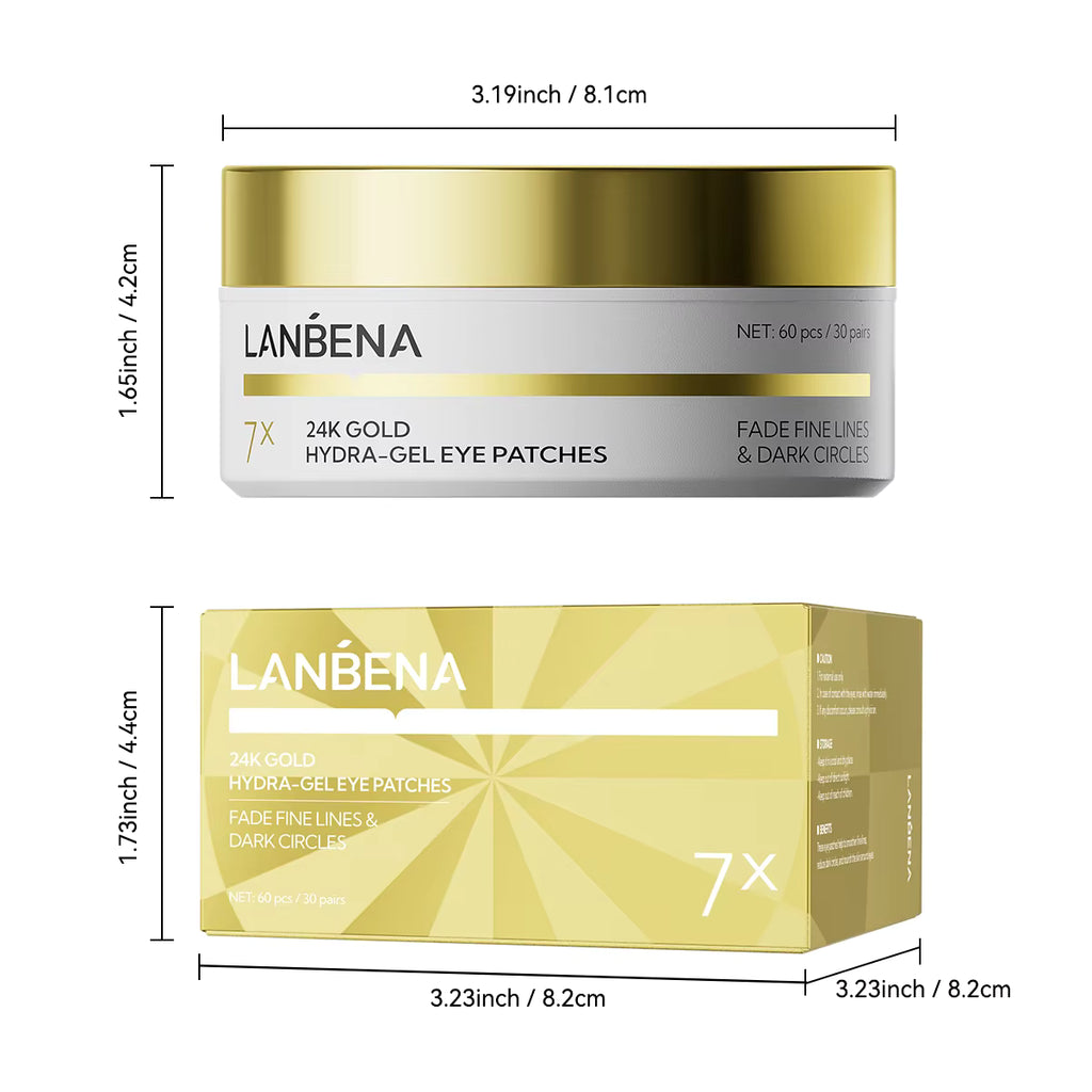 LANBENA 24K Gold Hydra-Gel Eye Patches with Green Tea – Collagen & Retinol Anti-Wrinkle Eye Masks